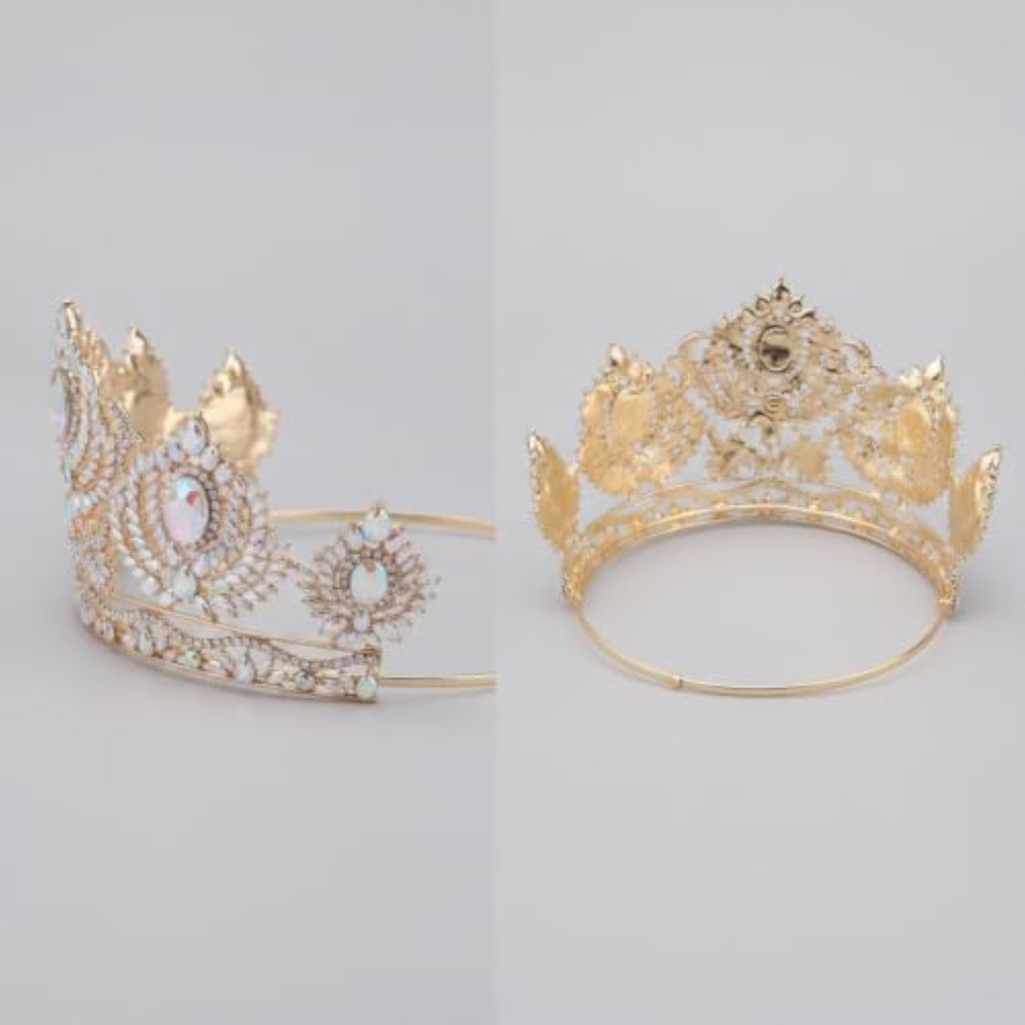 Bridal Tiara Crown with Crystals, Gold-Tone Baroque